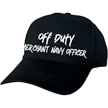 Off Duty Merchant Navy Officer Hand Printed Black Baseball Cap