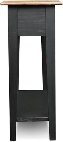 Miniatura 36 de Haven Ridge - Mesa auxiliar estrecha, mesa auxiliar de madera maciza con cajón y estante, color blanco granja, perfecta para salas de estar, blanco