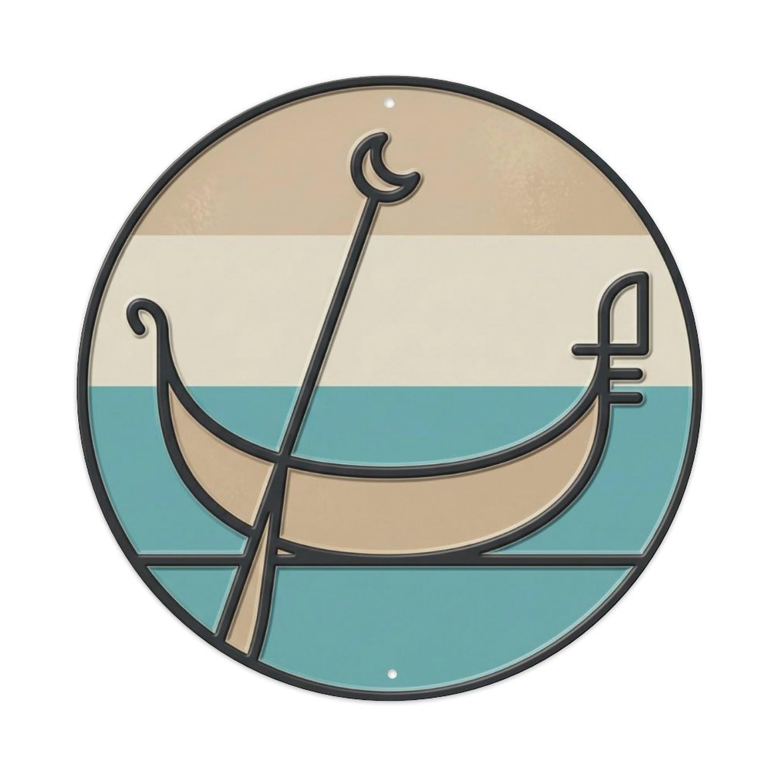 Venice Minimal Gondola Travel Metal Tin Sign Plaque Wall Decor for Cafe, Club Bar, Office, Home Garden Round Metal Poster 8x8Inch