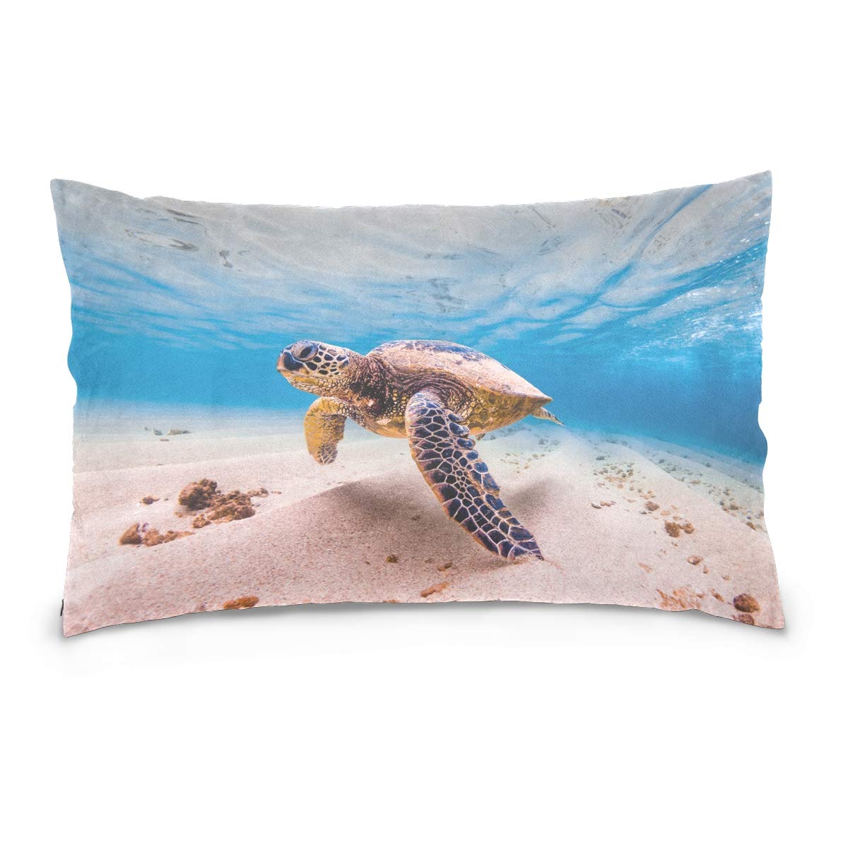 Linomo Throw Pillow Cover 20x30 inch, Ocean Sea Animal Turtle Decorative Pillow Cases Cushion Cover for Couch Sofa Bed Home