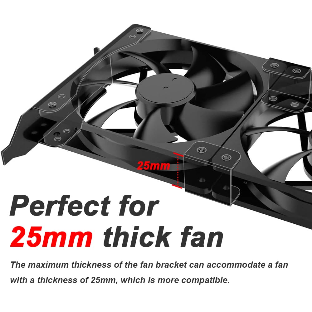 Podwójny stojak do montażu wentylatora PCI zestaw wsporników gniazda, 12 cm, wentylator komputerowy, chłodnica do samodzielnego montażu, narzędzie do GPU, z rozdzielaczem wentylatora PWM