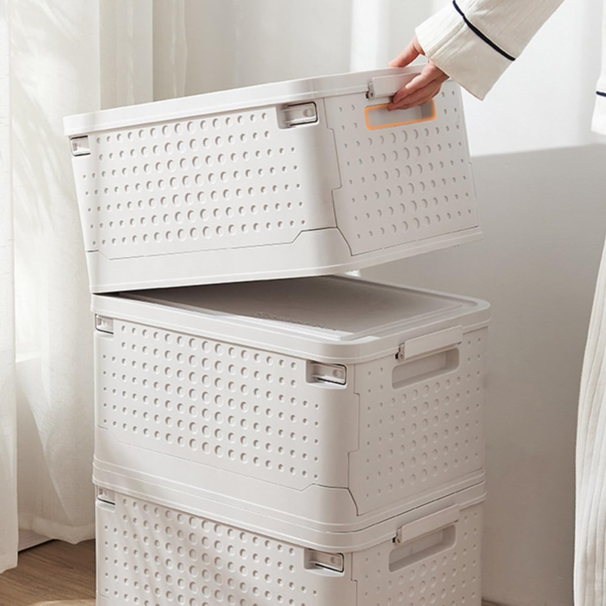Scatola Organizer Pieghevole in Plastica Bianca per Casa Auto
