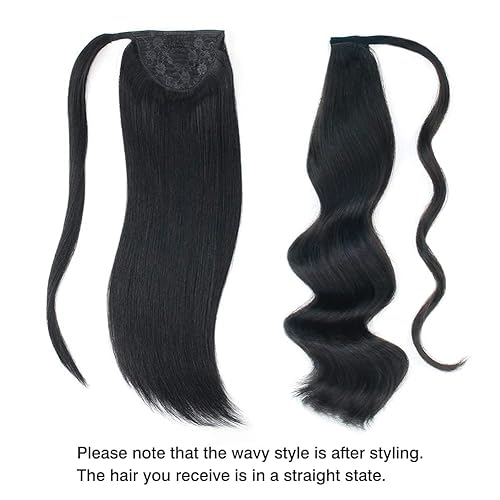 Miniatura 3 de ABH AMAZINGBEAUTY HAIR Cola de caballo para mujer, cabello humano Remy, envoltura fácil de usar, 2.82 oz, castaño 6 colores, 16 pulgadas