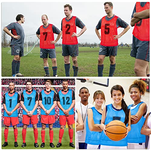 Image of Vabean 24 Pack Nylon Mesh Scrimmage Team Practice Vests Pinnies Jerseys Train Vest for Adult Sport Basketball Soccer Football