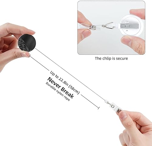 Miniatura 4 de Portatarjetas retráctiles, carrete de insignia con purpurina negra metálica, portatarjetas de identificación con clip