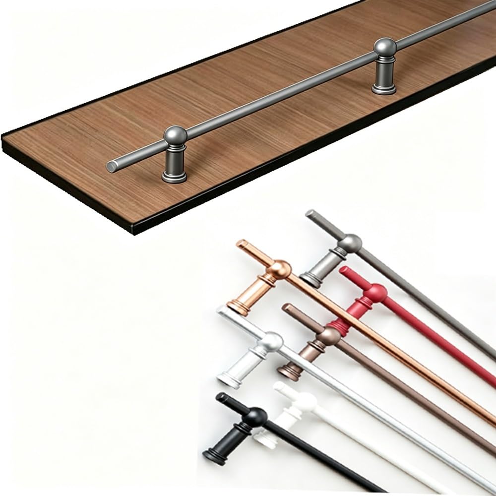 SVBVRFEEW Aluminum Shelf Rail Fence Decorative Bookshelves Gallery Rail Metal Safety Bar Rod Furniture Tipping Railing Set For Kitchen Bathroom Closet(Gray,70cm/27.6in)