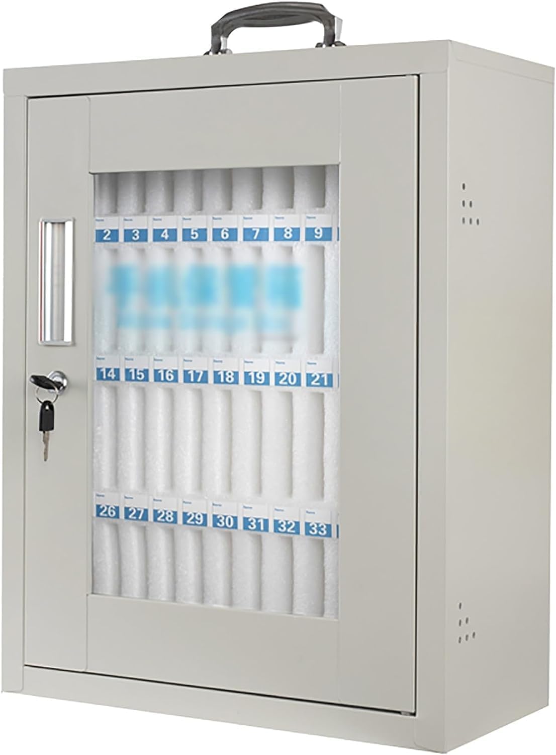 Mobile Phone Storage Box Transparent Acrylic Mobile Phone Security Locker with Key,Wall-Mounted Cell Phone Storage Cabinet with Lock, MGCtech Aluminum Alloy Holder, 48 Slots Pocket Chart Loc