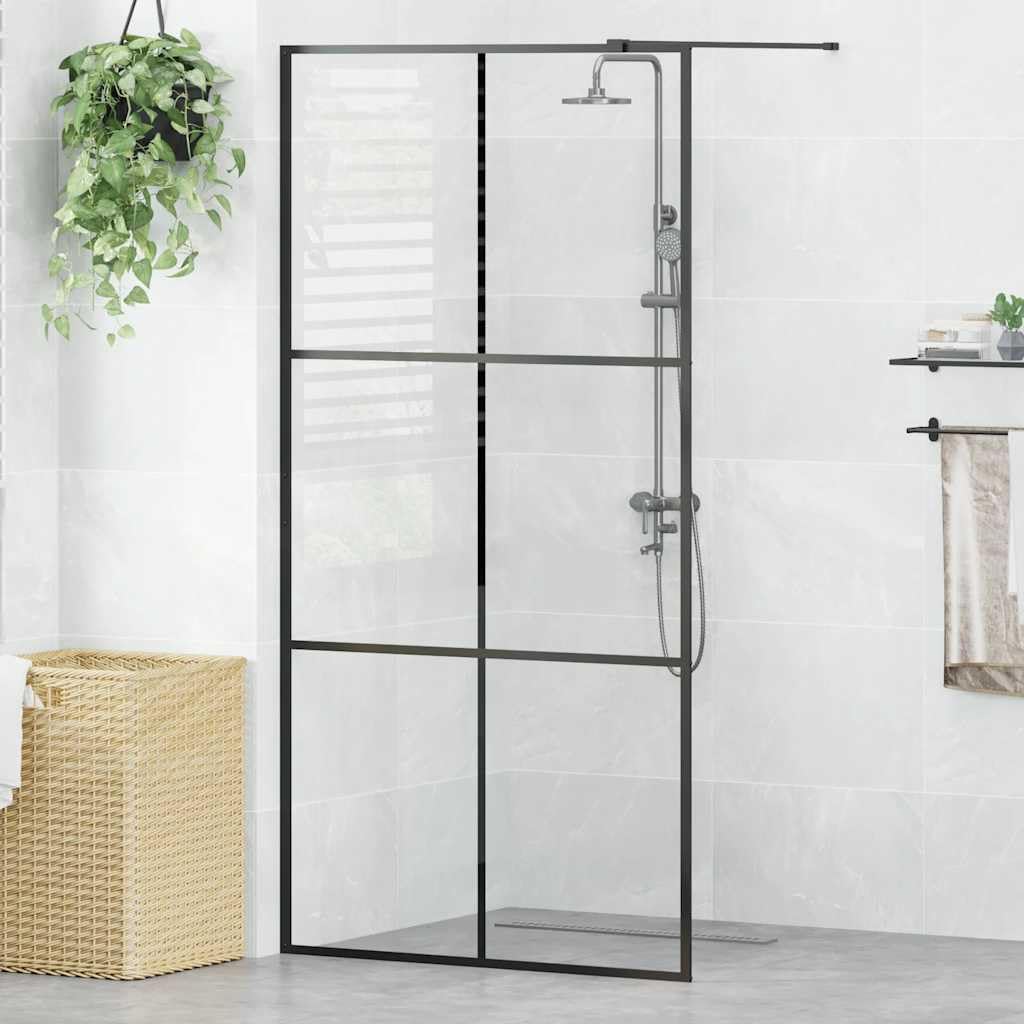 Mampara de ducha de cristal templado transparente de 100 x 195 cm, pared lateral con marco de aluminio, cristal de seguridad de 5 mm, perfil ajustable, antisalpicaduras para baño moderno
