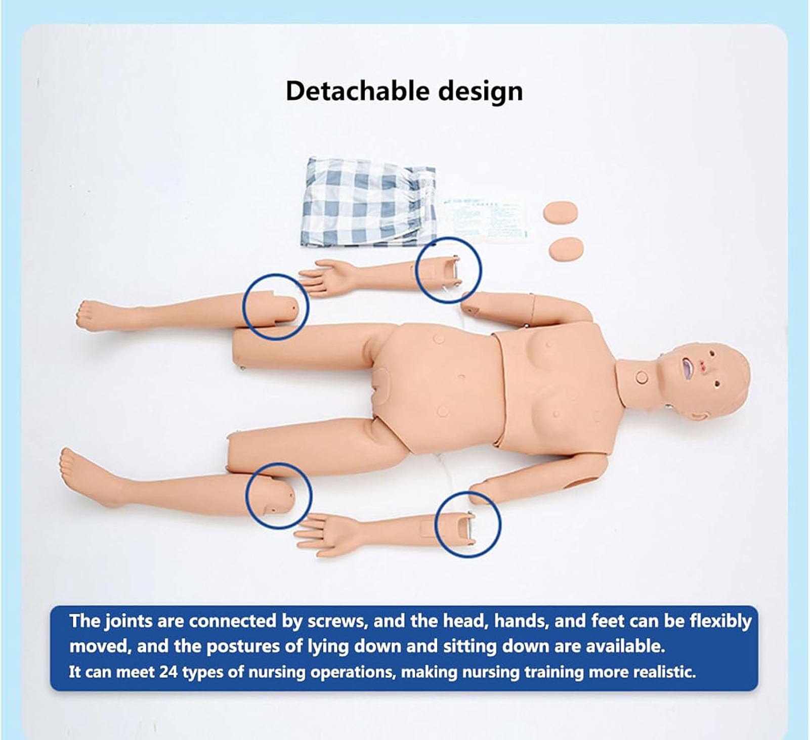 Mannequin De Formation en Soins Infirmiers,Mannequin Humain De Démonstration Grandeur Nature De 66 Pouces pour La Formation en Soins Infirmiers,Modèle Pédagogique Multifonctionnel,-2