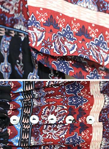 R.Vivimos Women's Summer Button Up Floral Print Split Beach Maxi Dresses Large Blac k