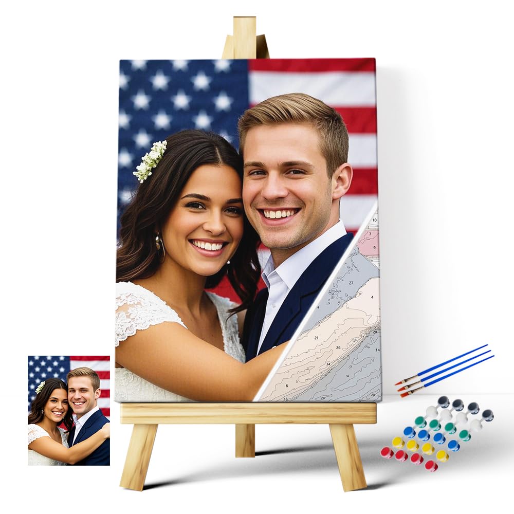 EGUEGU Custom Paint by Number from Photos, Personalize Canvas Paint by Numbers for Beginners, DIY Adults Digital Oil Painting Kits, Make Your Own Picture for Wall Decor, Family, Friend, Lover