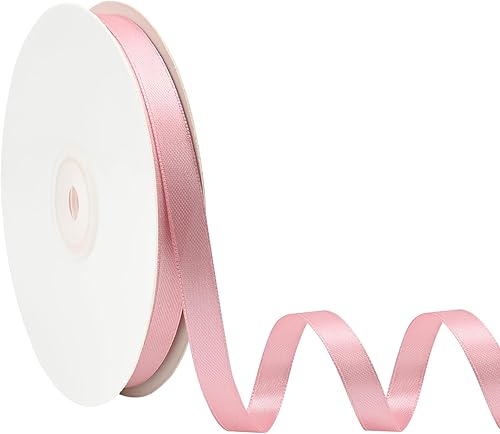 Cinta de satén rosa polvoriento de doble cara, 38 pulgadas x 50 yardas, cintas de poliéster rosa polvoriento para envolver regalos, cinta de tela