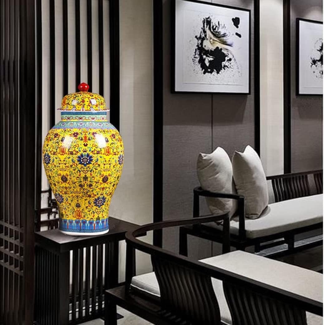 Żółte wazony ceramiczne Słoik na imbir z pokrywką do wystroju