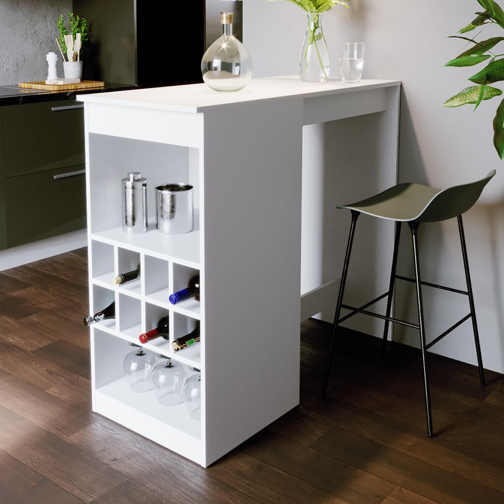 Vicco Tavolo bar alto Ross, Bianco, 115 x 50 cm