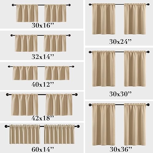 Miniatura 6 de XTMYI Cenefas impermeables de tela opaca de 18 pulgadas para ventanas, color beige