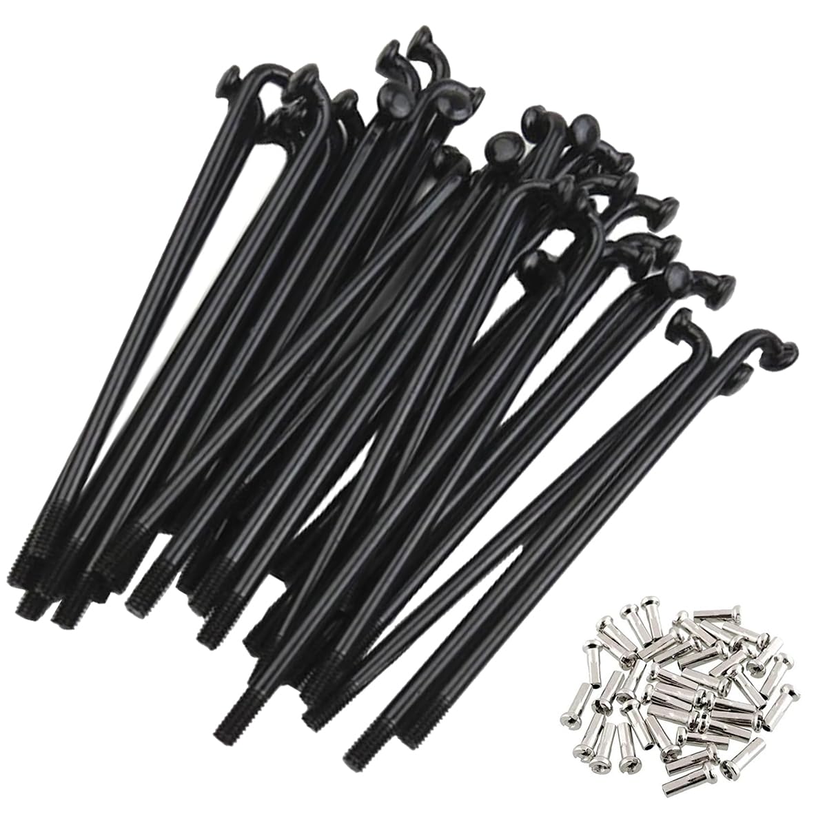 S SENQI Electric Bicycle Spokes 12G Steel with Copper Cap E-Bike Tricycle Wheel Multiple sizes 28pcs Black,200mm