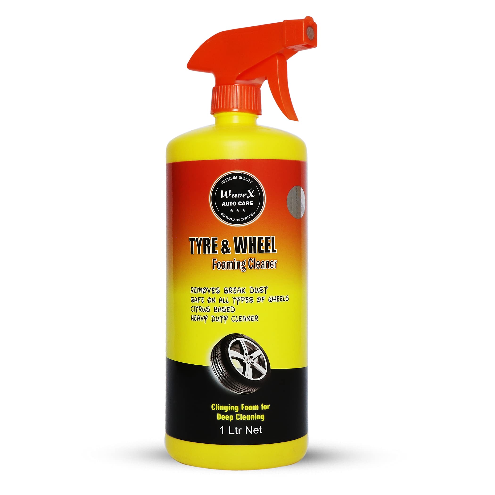 WAVEX ® Works on Alloy Chrome Aluminum Clear Coated, Safe for All Wheels Tires and Rims, Tyre and Alloy Wheel Cleaner - 1 Ltr