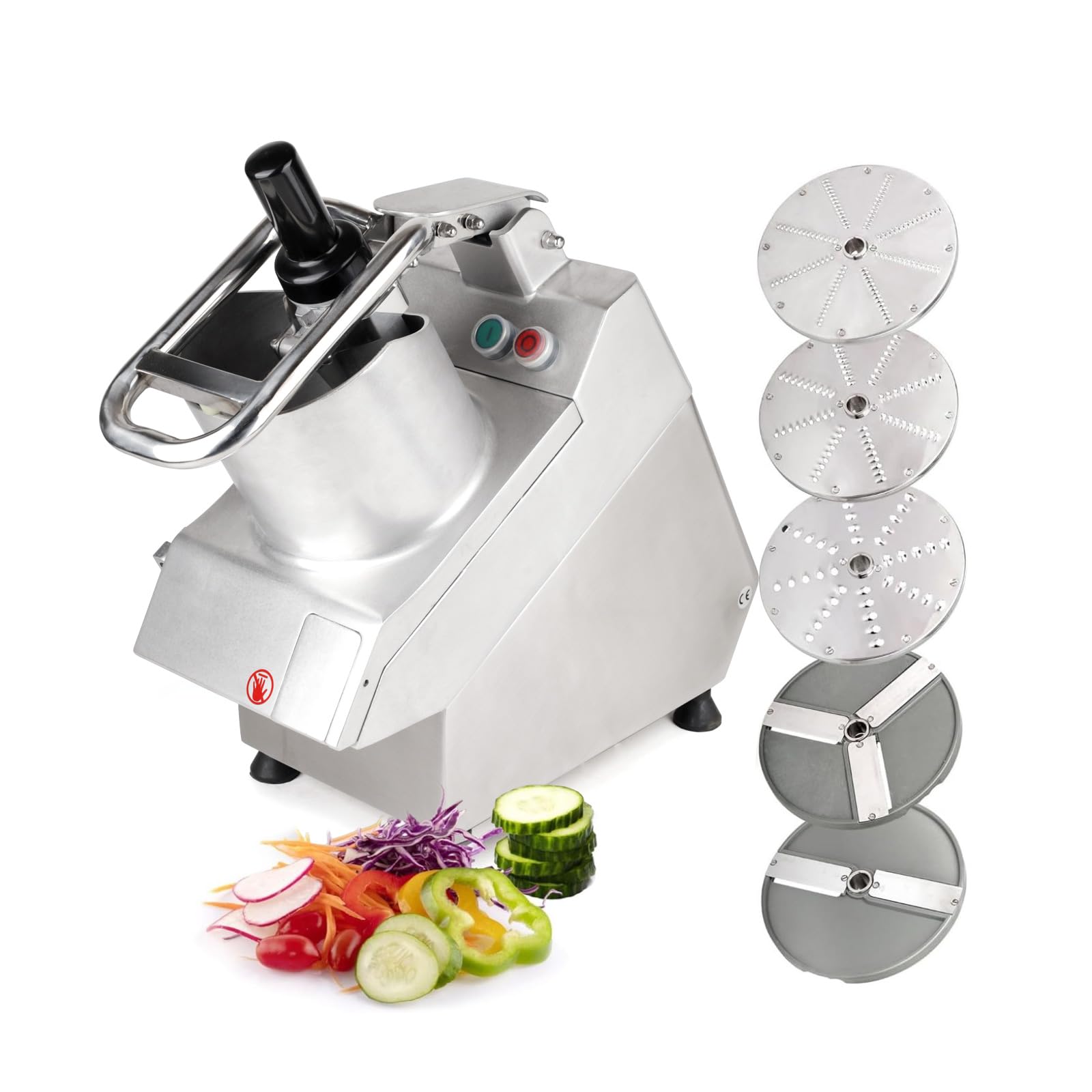 Tartle 750W 1 HP Commercial Vegetable Cutter and Food Processor, Round Hopper - 110V Multifunction Automatic Cutter - Vegetable Slicer Cheese Grater Potato Dicer, 3.17 Quart with Disc Blades
