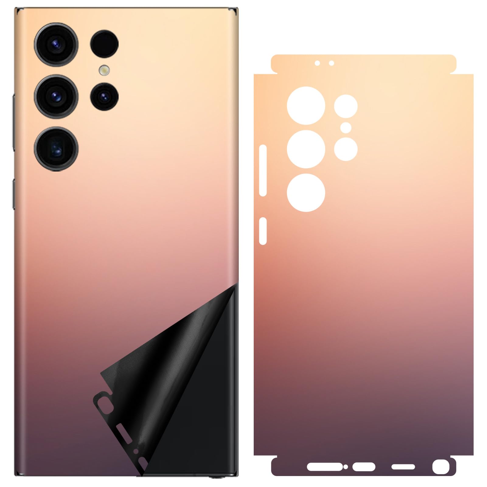 SUKIDIOVQ for Samsung Galaxy S24 Ultra Skin Wrap Phone Gradient Color Vinyl Decal Glass Protector Film Protective for Back Side Borders Camera Frame