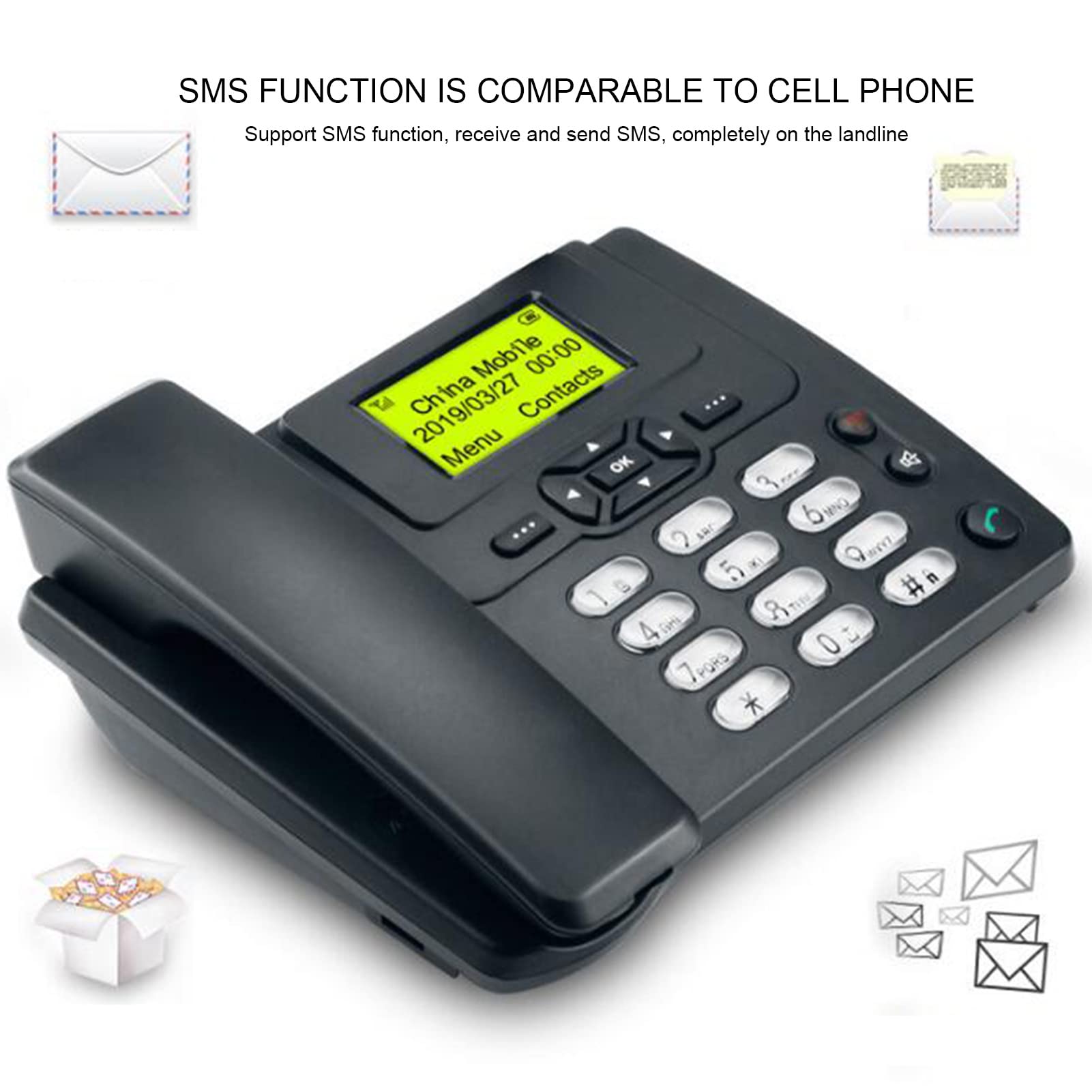 Telefono Cordless Multifunzionale con Tasti Grandi, Varie Opzioni di Suoneria e Regolazione Del Volume, Display LCD, Funzione di Composizione One Touch, Adatto per Casa, Hotel, Ufficio