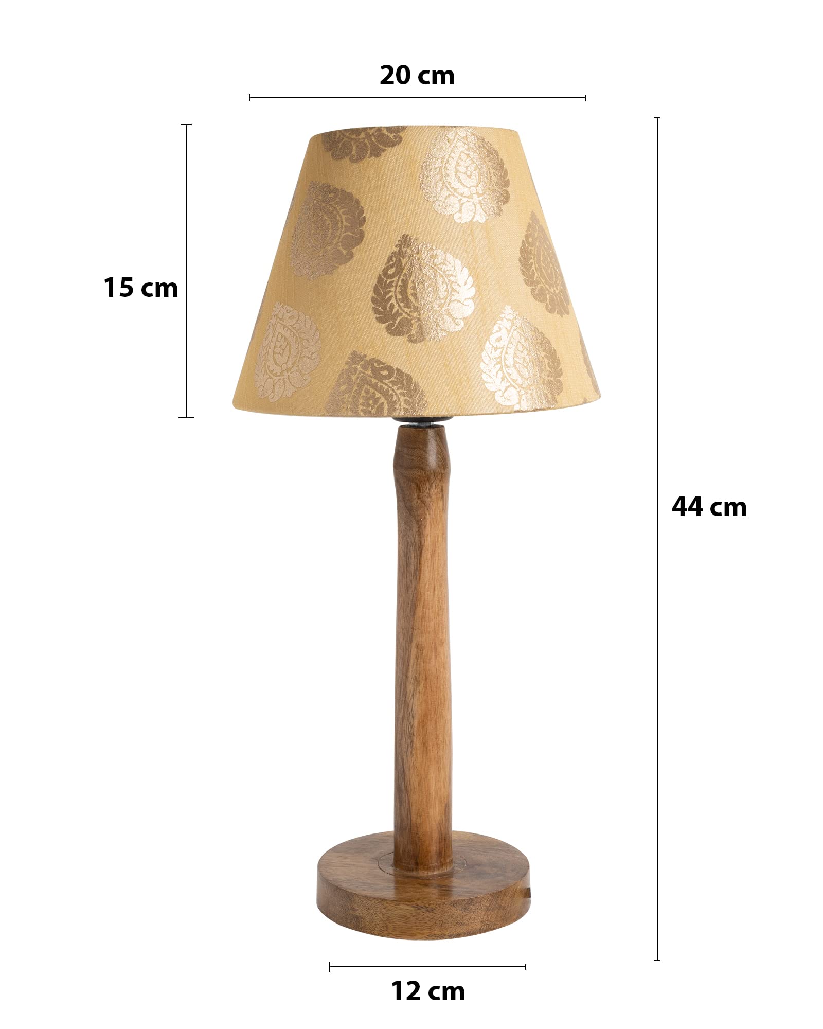 Homesake Modern Stick Table Incandescent Lamp, Wooden Base Modern Fabric Lampshade For Home Office Cafe Restaurant, Nordic (Golden Leaf) - Image 6 thumbnail