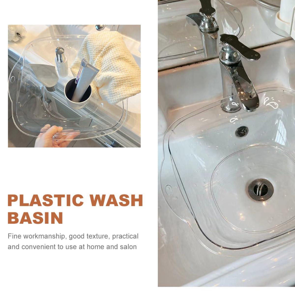 Homoyoyo Lavabo de Plástico Transparente Multipropósito y Resistente para Salón y Hogar, Adecuado para Limpieza Facial y Cuidado Personal Diario