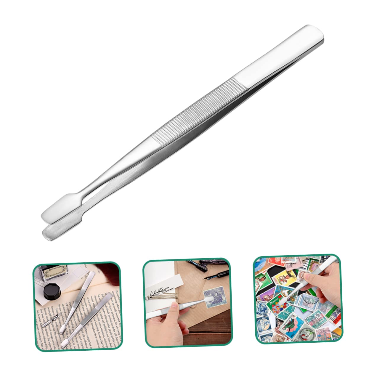 IWOWHERO False Eyelash Curler Stainless Steel Tweezers 15pcs Set for Stamp Collectors