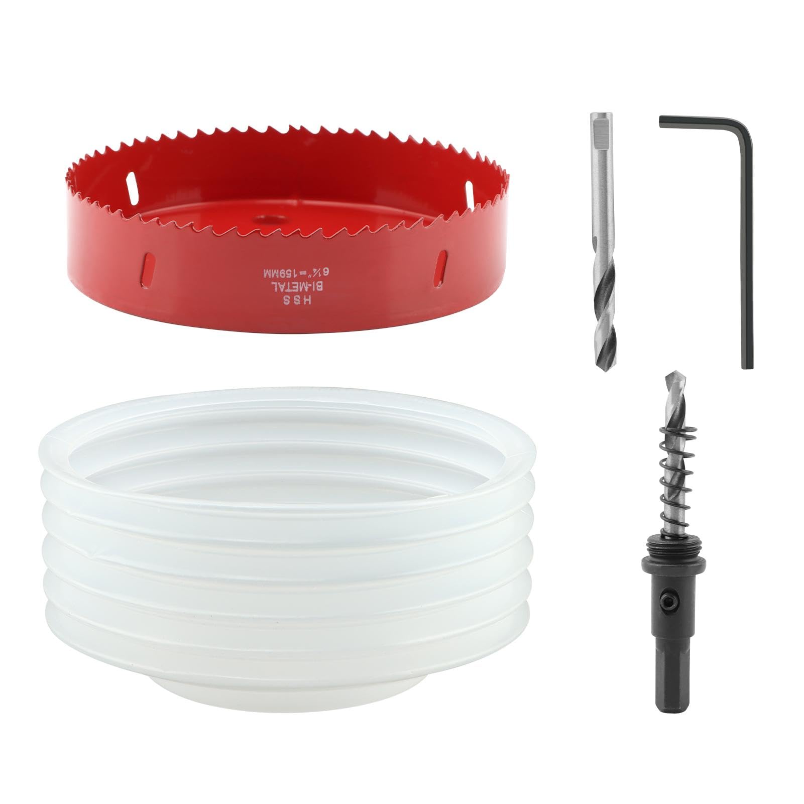 Photo 1 of 6.25 Hole Saw for Recessed Lights 6-1/4 Inch Hole Cutter with Dust Bowl Catcher Holes Saw Dust Catcher for Led Recessed Lighting 6 Inch and Wood Metal Drywall(Color:red)