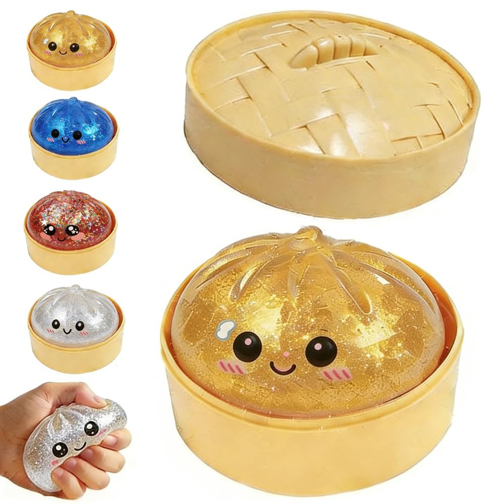Dumpling Squishy, 2026 New Bun Squeeze Stress Relief Ball with Steamer Box for Stress Relief (4 Pcs) — view 10