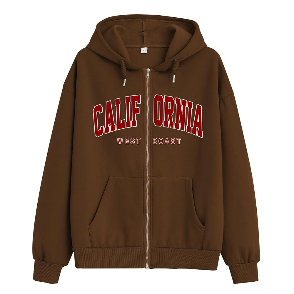 Wrenpies Oversized Graphic Zip Up Hoodies Vintage California