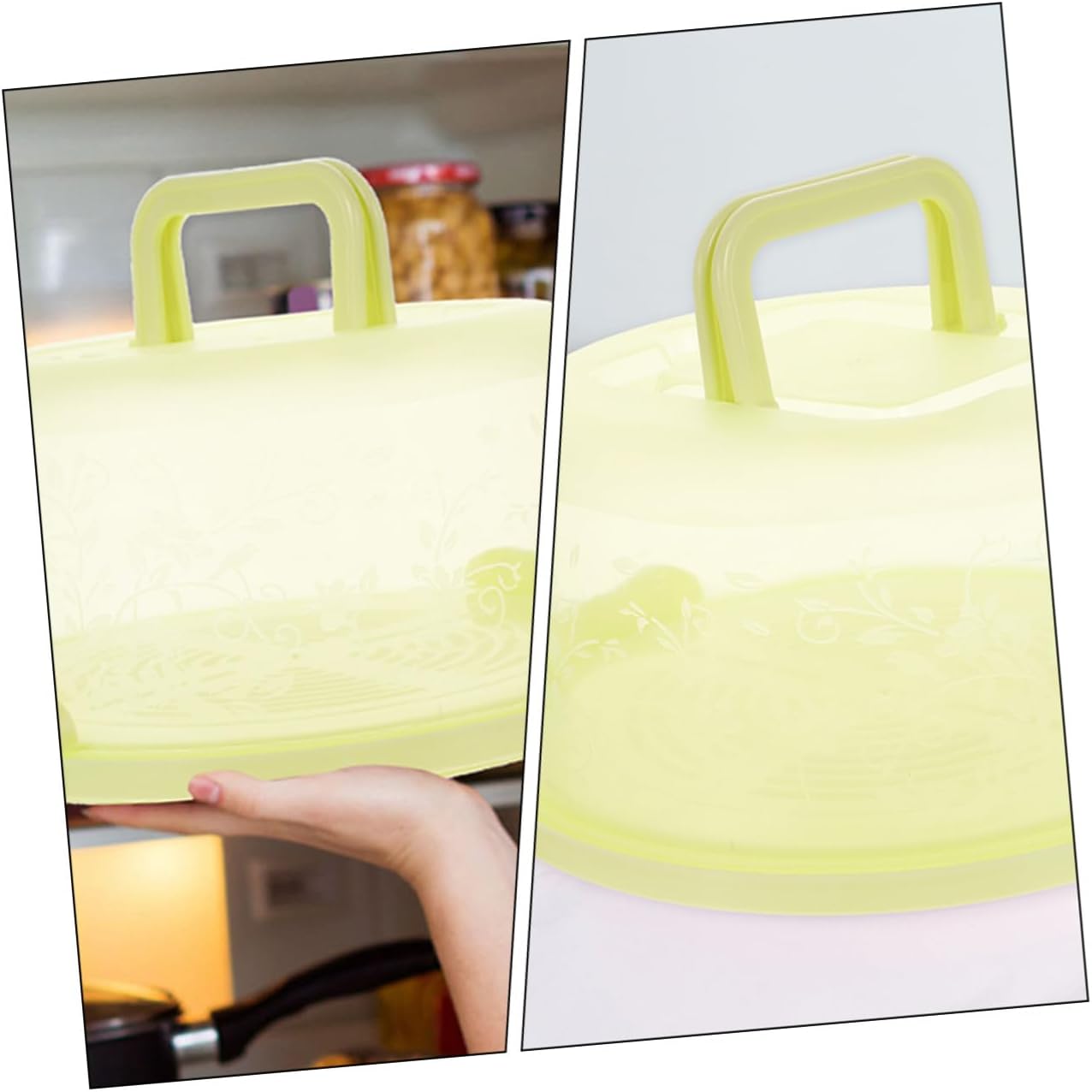 Toyvian 2pcs round PP Cake Carrier Box with Handle and Sealing Buckle