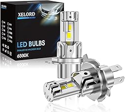 XELORD H4 LEDヘッドライト バルブ 爆光 Hi/Lo切替 6500K ホワイト CSPチップ搭載 【新基準車検対応】12V/24V車対応(ハイブリッド車・EV車対応) 静音ファンレス ノイズ対策済み 一体型 簡単取付 2個セット