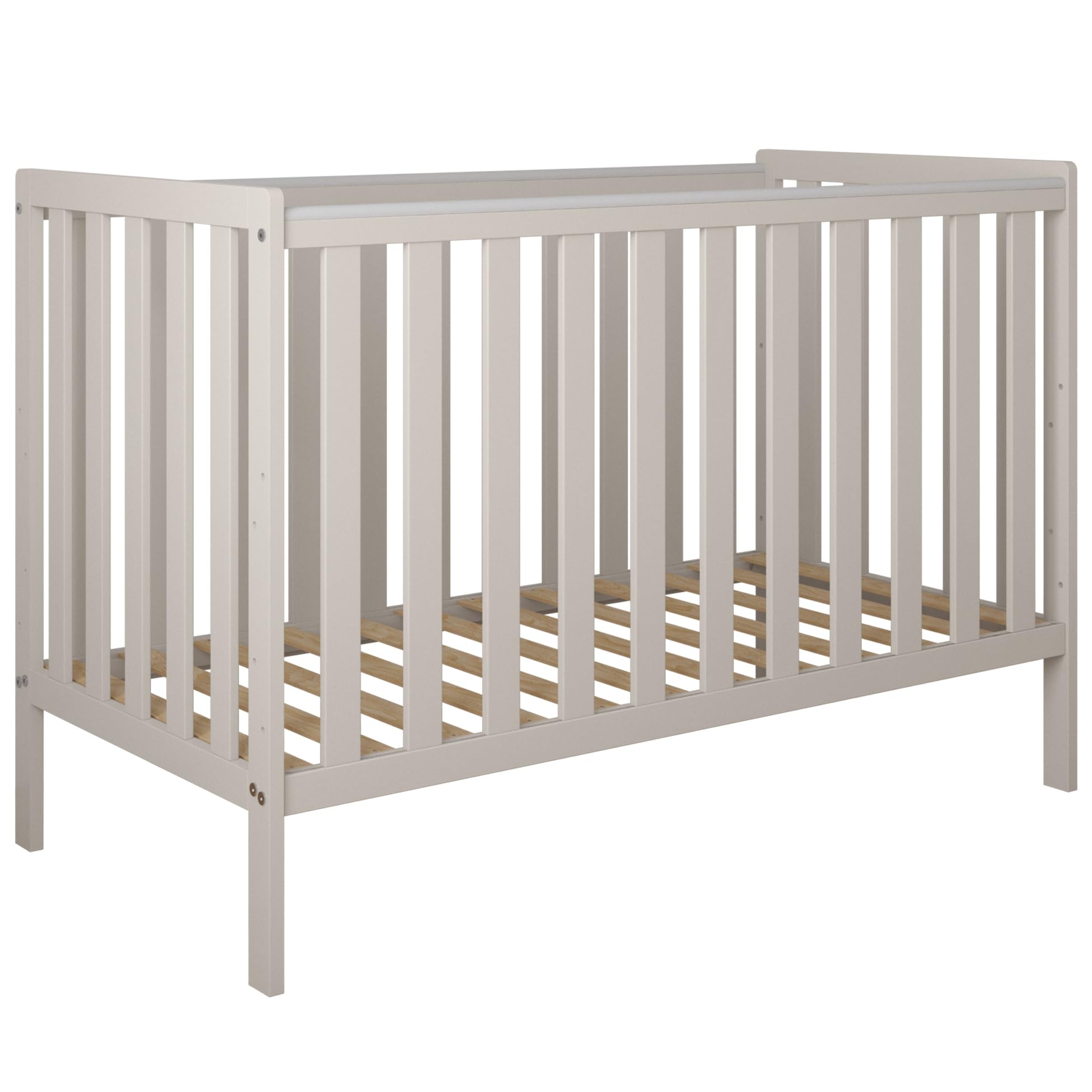 zee - Babybett Kinderbett, 2w1 Bett Bambi - Dreistufige Einstellung für Nicht Sitzendes, Sitzendes und Stehendes Kind - Zwei Abnehmbare Sprossen - mit Geländer - 60x120x86cm, Cachemire