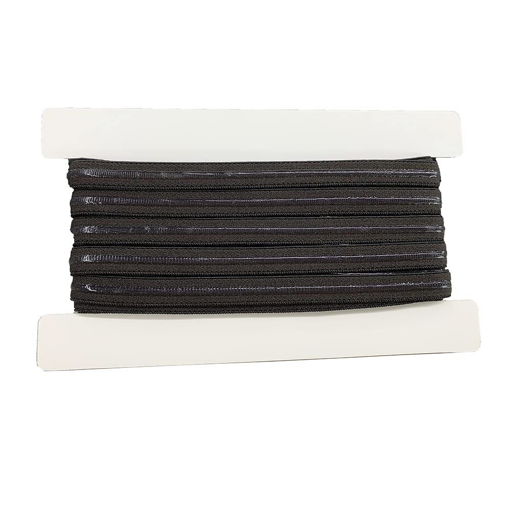 xmf Multi Colors Stretchy Silicone Elastic Tape 10mm Width for Garment Accessory 5 Yards per Roll (Licorice), 5/8''