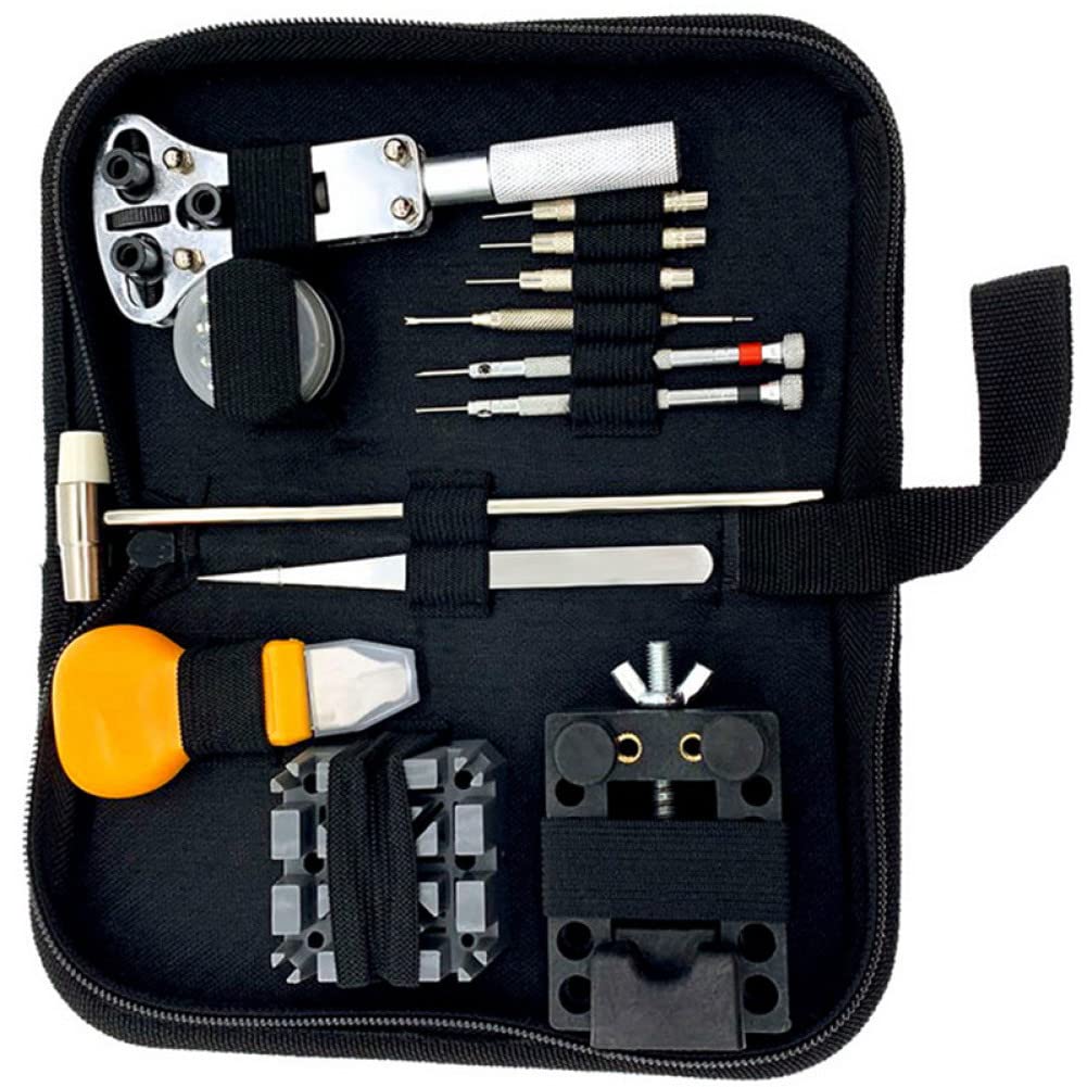 Kit di Attrezzi per la Riparazione degli Orologi, Set di cacciaviti, martelli, pinzette, apriscatole Posteriori per Rimuovere Il Coperchio della Batteria