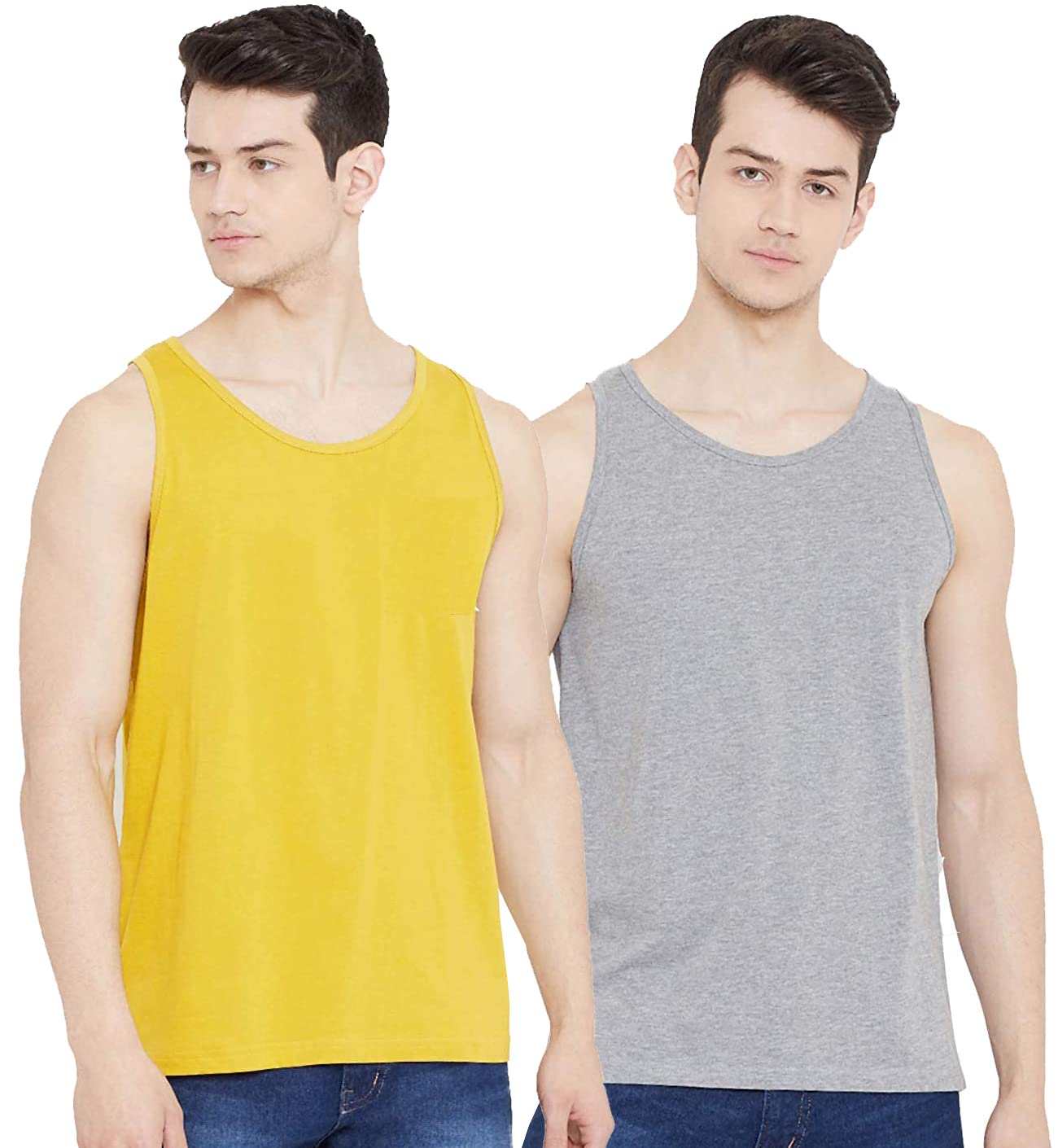 Men's Cotton Sleeveless Regular Fit Combo Vest Pack of 2