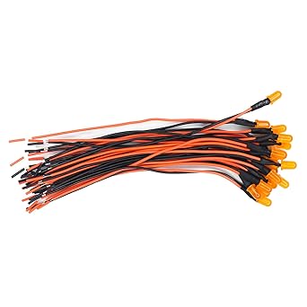 Electronic Spices 2.0-2.2V 5mm Orange Color LED Diode Copper Lights 24 awg Pre Wired Pack of 20