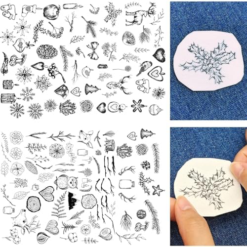 Water Soluble Embroidery Patterns 2 Sheets Christmas Theme Stick and Stitch Embroidery Paper Wash Away Embroidery Transfer Paper Stabilizers for Hand Sewing