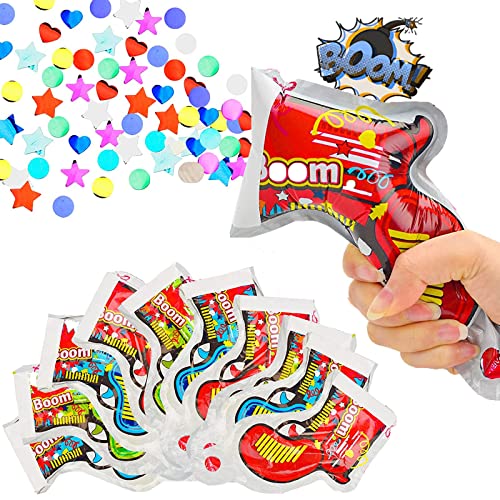 10 Pistolet à Feu d'Artifice Gonflable, Jouets de Fête - Feux d'Artifice à Confettis, Multicolor Avec Novelty Design Party Supplies for New Year Birthday Wedding Graduation (A)