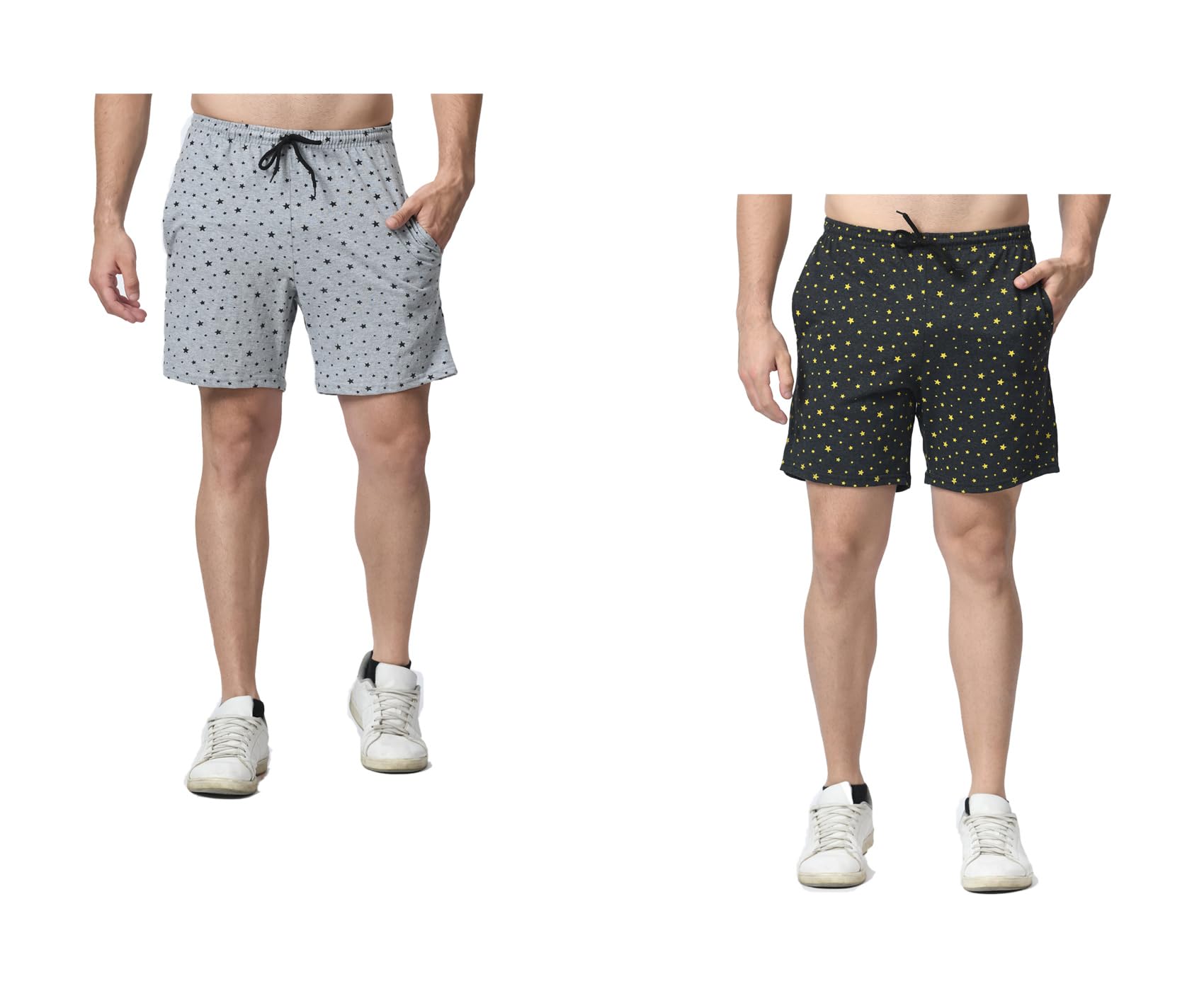 indi weaves Men’s Cotton Star Print Bermuda Shorts with Drawstring Nada Elastic Waist Soft Breathable Fabric Comfort Fit Casual Wear Dual Side Pockets-picture-56