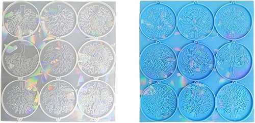 Miniatura 4 de LIANXUE Molde de silicona con patrón de árbol de vida, molde de resina holográfica, llavero de bricolaje, adorno de joyería, herramienta colgante,