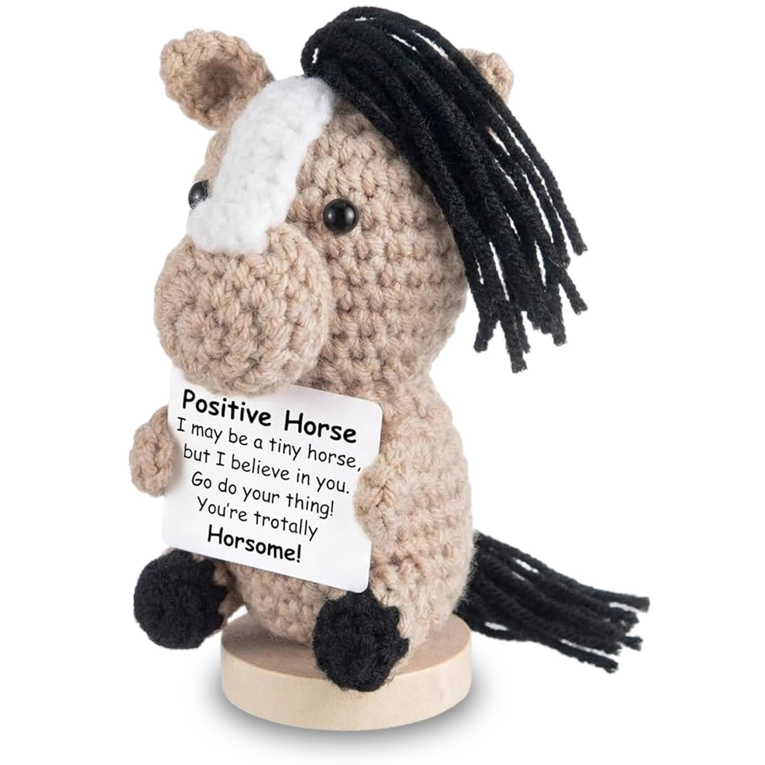 Yoljun Positive Horse Gifts Handmade Crochet Horse Emotional Support Gift for Women Men Girls Boys, Cheer Up Motivational Knitted Animals for Home Office Desk Decor