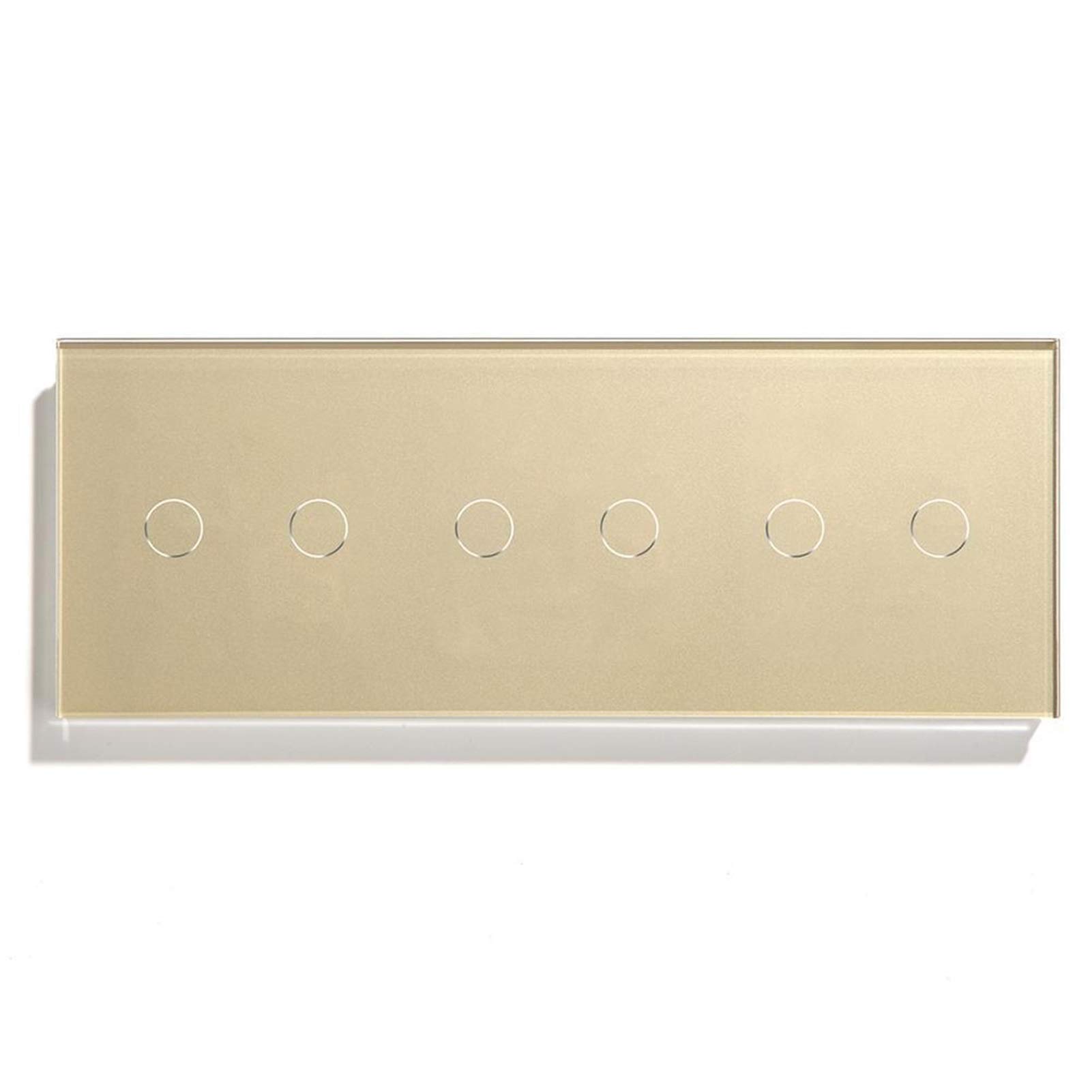 Interruptor Tactil, Interruptor Tactil Pared Toque Interruptores de luz táctil Sensor Interruptor de pared Panel de vidrio 6Gang 1way Interruptores Dark Blacklight Blanco Negro Dorado 300W / Gang(Gold