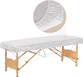 50PCS Disposable Fitted Massage Table Sheets, Heavy Duty Elastic Disposable Bed Cover, Breathable Disposable Fitted Sheets for Spa White Non Woven Fabric 36 x 85 Inch