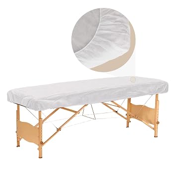 30PCS المتاح الملاءات طاولة التدليك المجهزة، الثقيلة مرنة غطاء السرير القابل للتصرف، تنفس المتاح الملاءات المجهزة للسبا الأبيض غير المنسوجة النسيج 36 &times; 85 بوصة