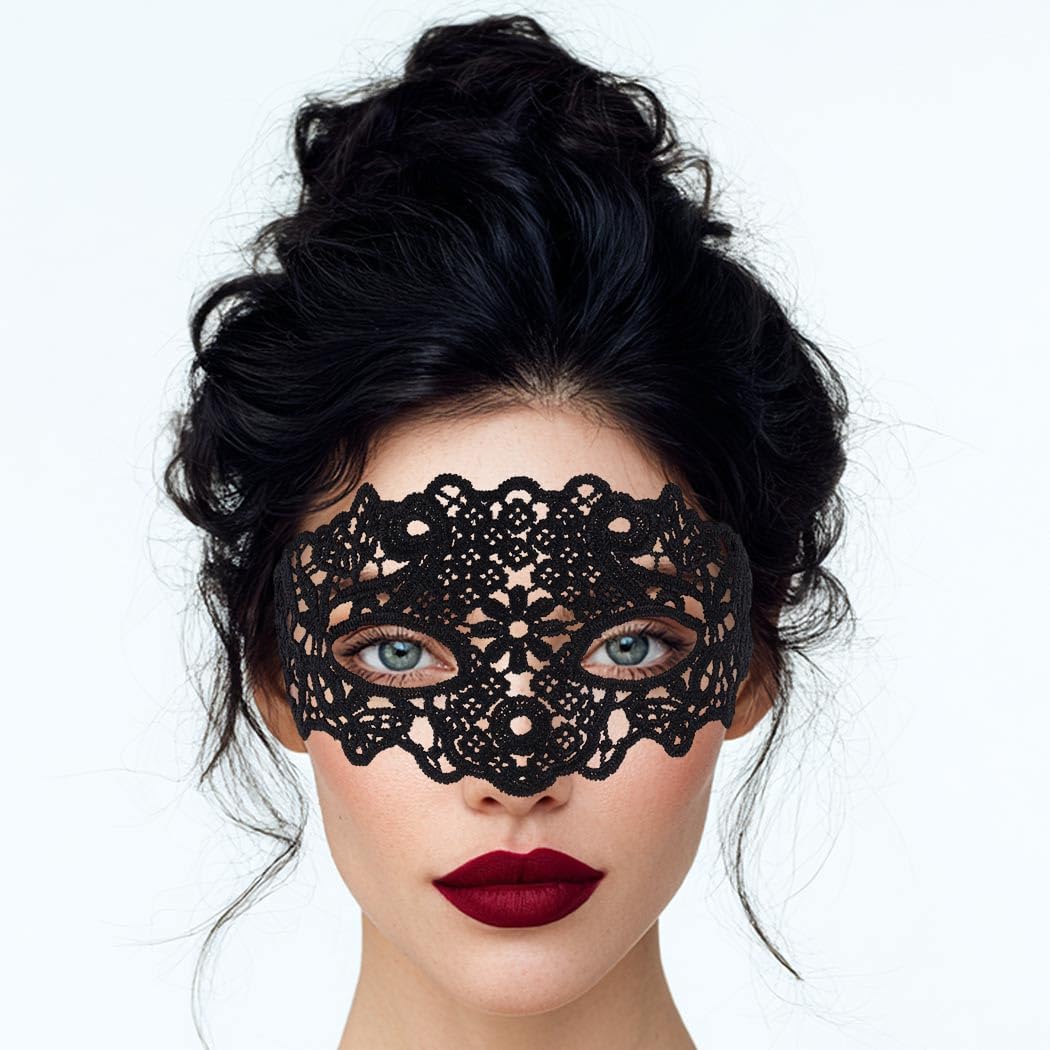 Nicute Lace Masquerade Mask Black Halloween Masks Venetian Party Ball Mask for Women