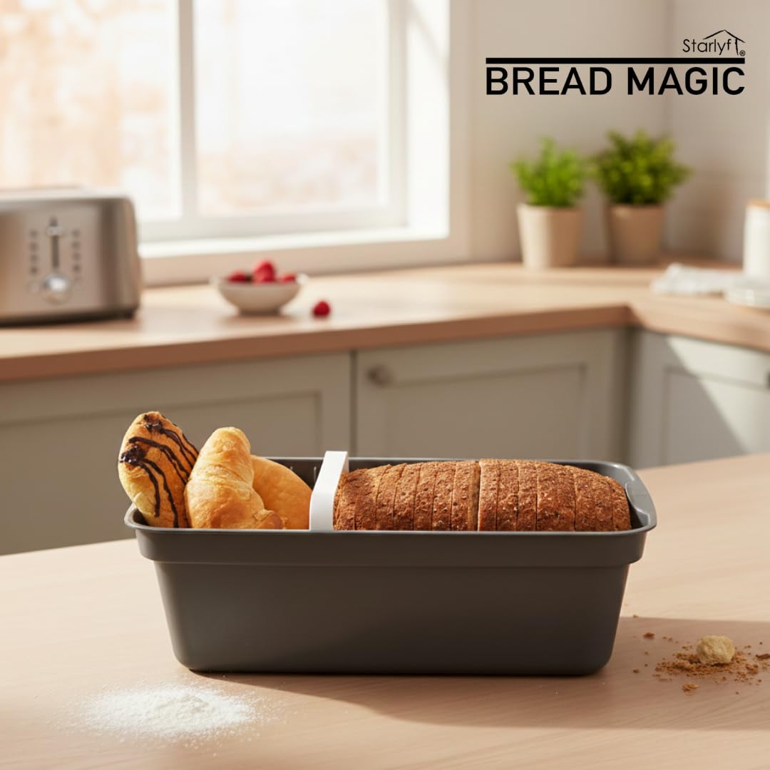 STARLYF Bread Magic Bane conserva pane e dolci, traspirante, croissant, panini, fette, baguette, sempre fresco. Grande capacità per tutta la famiglia (32 x 17,5 x 15 cm)