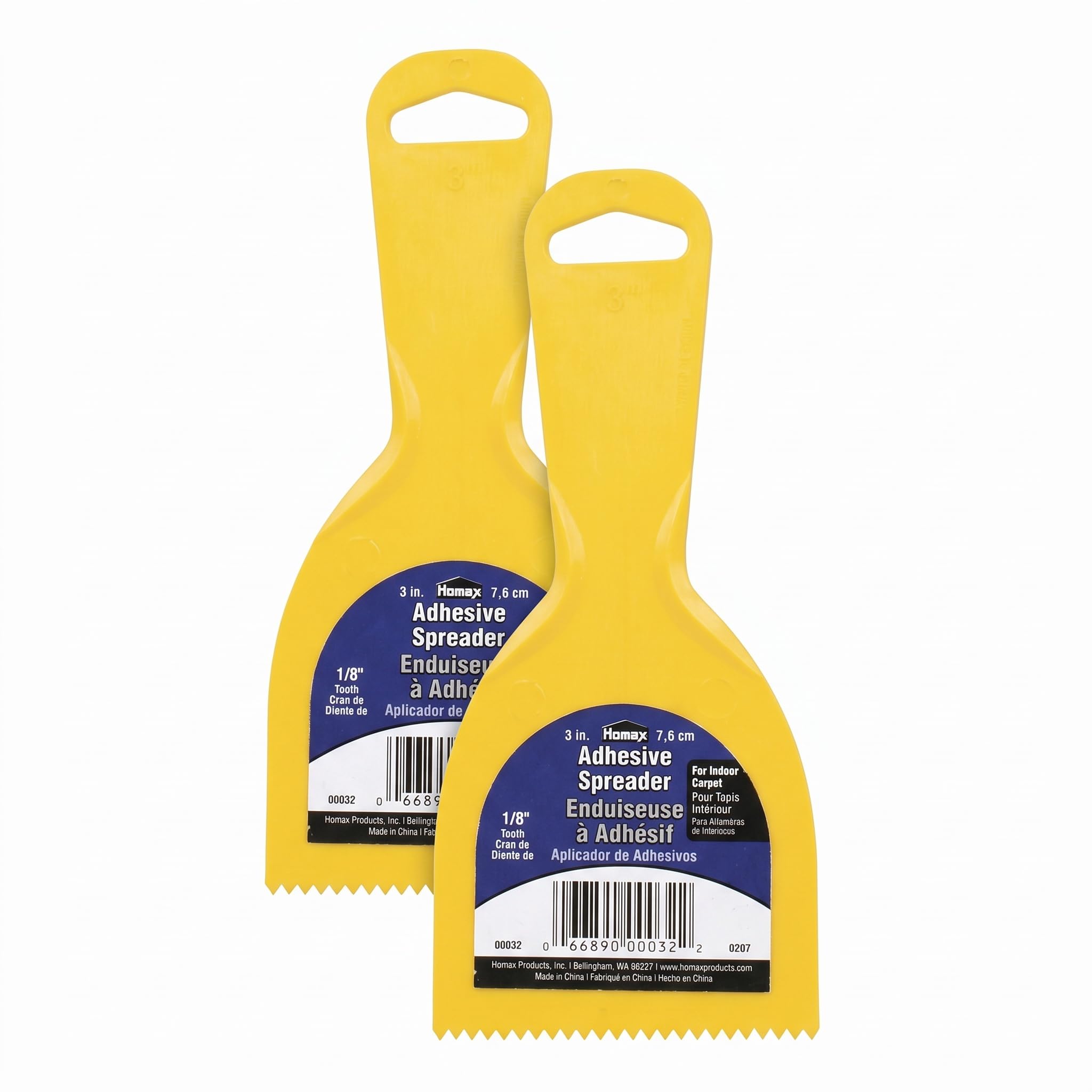 Adhesive Spreader, Yellow, 3", 1/8" Tooth (Pack of 2)