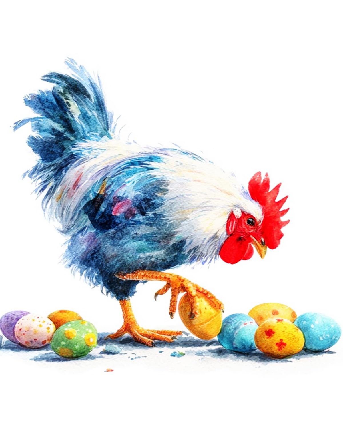 Liubaishi Multicolour Paint By Numbers For Adults, Easter Egg Rooster, 40X50 Cm Acrylic Canvas Kit