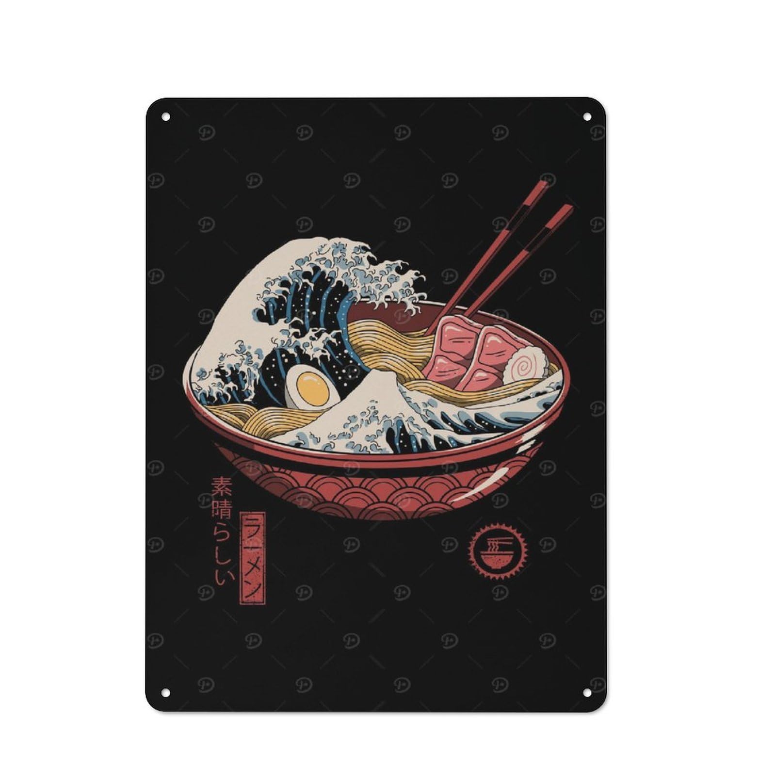 Vintage Tin Sign 40x30cm with Great Ramen Wave for Café Or Restaurant, Suited to Wall Displays in Cafés And Restaurants
